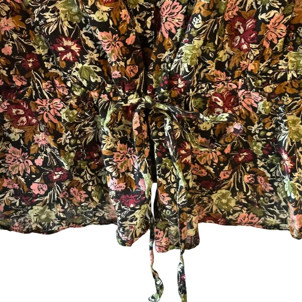 Free People Daybreak Top Womens Small Moody Floral Boho Ruffled Blouse